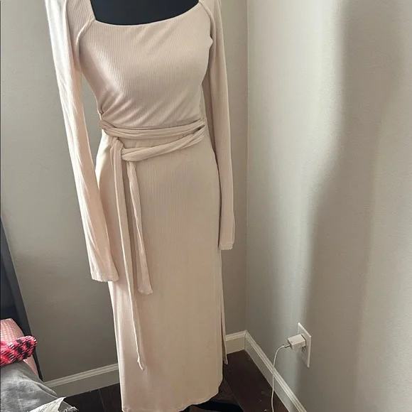 cream maxi dresses Cream Floral Smocked Long Sleeve Maxi Dress – PinkBlush main image 1